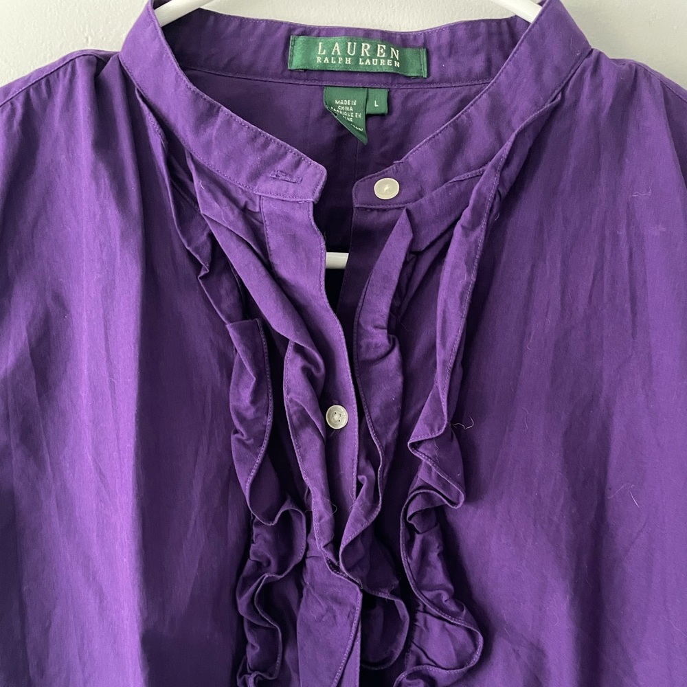 Ralph Lauren Ruffle Tuxedo Shirt Size L